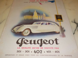 ANCIENNE PUBLICITE SUCCES SALON DE L AUTOMOBILE  VOITURE PEUGEOT 1935 - Coches