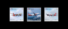 MALTA 2024 KM Malta Airlines SET OF THREE STAMPS MINT NH SUPER - Malte