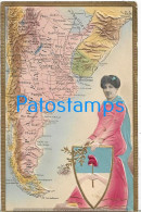 227163 ARGENTINA ART EMBOSSED MAP MAPA HERALDRY & FLAG POSTAL POSTCARD - Argentinien