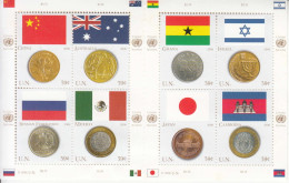 2006  United Nations New York Flags & Coins China Japan Australia Israel  Miniature Sheet Of 8 MNH - Neufs