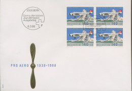 Schweiz 1988 99 50 Jahre Stiftung PRO Aero 4er-block 1369 FDC (X16638) - FDC