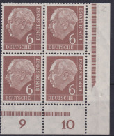 Bund Heuss 180 Z Bogenecke Eckrand Viererblock Luxus Postfrisch - Unused Stamps
