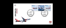 MALTA 2024 KM Malta Airlines  FDC SET OF THREE STAMPS USED SUPER - Malte