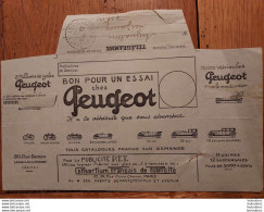 PUBLICITE PEUGEOT SUR TELEGRAMME  De 1925 Pour LUZANCY - Publicités