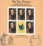 1987 Sierra Leone USA Constitution Patrick Henry Violins Miniature Sheet Of 5 MNH - Sierra Leona (1961-...)