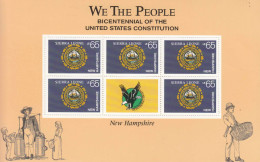 1987 Sierra Leone USA Constitution New Hampshire Miniature Sheet Of 5 MNH - Sierra Leone (1961-...)