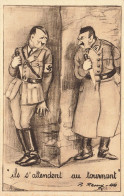 WW2 Guerre 39/45 War * CPA Illustrateur P. REMY 1940 * Hitler Staline Couteaux ! * Ils S'attendent Au Tournant ! - Guerra 1939-45