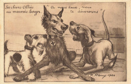 WW2 Guerre 39/45 War * CPA Illustrateur P. REMY 1940 Les Chiens Alliés Au Mauvais Berger !* Dog Dogs Chien Croix Gammée - Oorlog 1939-45