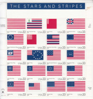 2000 United States Stars & Stripes Flags **Stain Top Right Stamps Fine ** Miniature Sheet Of 20 MNH - Unused Stamps