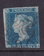 GB Victoria Line Engraved 2d Blue Sg 14.   With A Maltese Cross - Usati