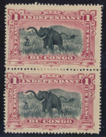 BELGIAN CONGO COB 26b PAIR PERFORATION 16 LH CHARNIERE A CHEVAL SUR LES DEUX TIMBRES - Unused Stamps