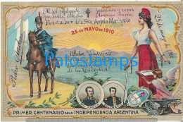 227219 ARGENTINA ART ARTE 1º CENTANARIO DE LA INDEPENDENCIA PATRIOTIC HERALDRY FLAG POSTCARD - Argentina