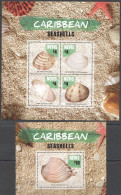 Nevis - 2015 - Caribbean Seashells - Yv 2592/95 + Bf 370 - Coquillages