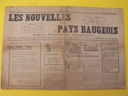 Journal Les Nouvelles Du Pays Baugeois. Baugé (49). N° 20 Du 19 Mai 1929. Durtal Longué Noyant Seiches Tiercé - Pays De Loire