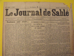 Le Journal De Sablé (Sarthe) N° 50 Du 19 Décembre 1942. Collaboration. Pétain Fuhrer Guerre Vichy Tunisie - Oorlog 1939-45