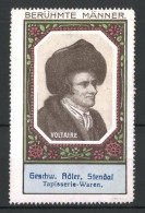 Reklamemarke Serie: Berühmte Männer, Portrait Voltaire, Tapisserie-Waren Geschw. Adler, Stendal  - Cinderellas