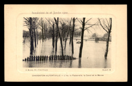 94 - CHARENTON-LE-PONT-ALFORTVILLE - INONDATIONS DE 1910 - L'ILE, LA PASSERELLE, LE CANAL ET LA MARNE - Charenton Le Pont