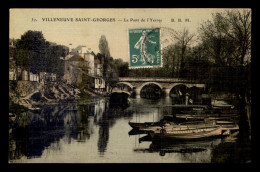 94 - VILLENEUVE-SAINT-GEORGES - LE PONT DE L'YERRES - CARTE TOILEE ET COLORISEE - Villeneuve Saint Georges