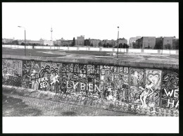 Fotografie Röhnert, Berlin, Ansicht Berlin, Zonengrenze - Berliner Mauer Mit Todesstreifen, Blick Von West Nach Ost  - Krieg, Militär