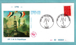 FDC France 1992 - Bicentenaire De La Proclamation De La République - L'an 1 - YT 2775 - Paris - 1990-1999