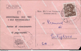 As673 Storia Postale Avviso Di Ricevimento O Di  Pagamento Poste 25 Lire Isolato - Other & Unclassified