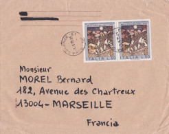 Italie-1975--lettre De ROMA OSTIENSE  Pour  MARSEILLE-13 (France).paire De Timbres...cachet  7-8-75 --format  C5 - 1971-80: Marcophilie