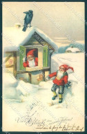 New Year Gnome Snow Crow EAS 5086 CORNER CREASE Cartolina Postcard TW1655 - Sonstige & Ohne Zuordnung