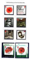 Great Britain 2018 Centenary Of World War I  Set Of 6 + Self-adhesives Used - See Notes - Gebruikt