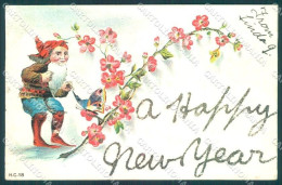 Greetings New Year Gnome Flower Serie HC 18 Relief CORNER CREASED Pc TW1707 - Altri & Non Classificati