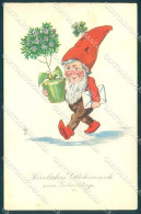 Artist Signed Greetings Gnome Flower Serie 337-2 Cartolina Postcard TW1645 - Altri & Non Classificati