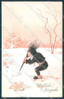 Artist Signed Gnome Chimney Sweep New Year BKWI 2703-1 CORNER CREASE Pc TW1667 - Altri & Non Classificati