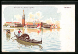 Lithographie Venezia, Panorama Da S. Giorgio E Gondola  - Venezia (Venice)