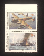 O) 1994 MARSHALL ISLANDS, GERMAN BATTLESHIP TIRPITZ SUNK, AVRO LANCASTER, TIRPITZ,  MNH - Marshallinseln