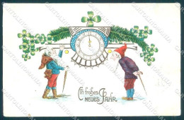 New Year Gnome Four Leaf Clover Serie 231 CREASED Cartolina Postcard TW1511 - Altri & Non Classificati