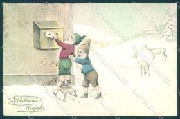 New Year Gnome Mail Box Sleigh VK Vienne 5282 Cartolina Postcard TW1518 - Altri & Non Classificati