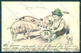 Artist Signed New Year Child Pig Chamber Pot Luck Cartolina Postcard TW1561 - Otros & Sin Clasificación