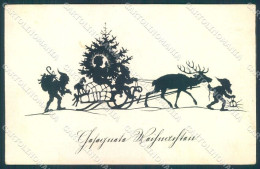 Artist Signed Allmayer Gnome Silhouette Christmas Jesus Tree Sleigh Pc TW1472 - Otros & Sin Clasificación