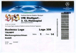 Fußball Eintrittskarte Ticket VfB Stuttgart Vs Glasgow Rangers 27. 11. 2007 Trumpf Teningen Football Schottland Scotland - Eintrittskarten