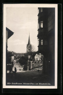 AK Schaffhausen, Strassenpartie Am Münsterplatz Mit Der Münsterkirche  - Andere & Zonder Classificatie