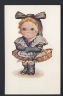 J. Ibañez Artist - LITTLE GIRL With A Basket Of Fresh Eggs - Spain - Kindertekeningen