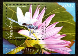 Namibia Dragonflies 2007 Lotus Flower Flora Insect Fauna Dragonfly (ms) MNH - Namibie (1990- ...)