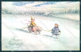Artist Signed Frank New Year Pig Child Serie 507/I Cartolina Postcard TW1400 - Autres & Non Classés