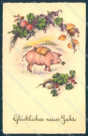 New Year Pig Mushroom Horseshoe Four Leaf Clover Serie 4258-2 Postcard TW1448 - Other & Unclassified