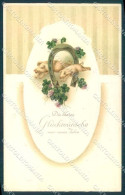 New Year Pig Horseshoe Four Leaf Clover Relief MSiB Serie 1157 Postcard TW1446 - Other & Unclassified