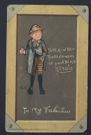 E. Curtis Artist - Chalkboard C.1902 TUCK - Boy Flowers - BLANK BACK - Other & Unclassified