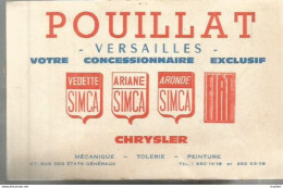 PZ / Feuillet PUBLICITAIRE Pub PLAN METRO POUILLAT Versailles SIMCA ARONDE ARIANE VEDETTE FIAT CHRYSLER - Werbung