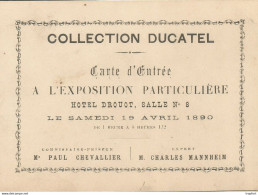 JZ / Carte ANCIENNE De Visite PARIS 1890 EXPOSITION PARTICULIERE COLLECTION DUCATEL Hôtel DROUOT - Tarjetas De Visita