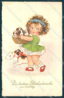 Animals Agnes Richardson Puppies Dog Baby Girl Pittius Cartolina Postcard TW1105 - Sonstige & Ohne Zuordnung