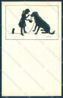 Animals Carus Dog Child Girl Silhouette Serie 23 Cartolina Postcard TW1135 - Sonstige & Ohne Zuordnung