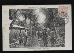 Nouvelles Hébrides Campagne Du Kersaint Travail Du Coco Timbre Stamp , Noix De Coco édit. De Béchade  N° 24 Animée - Vanuatu